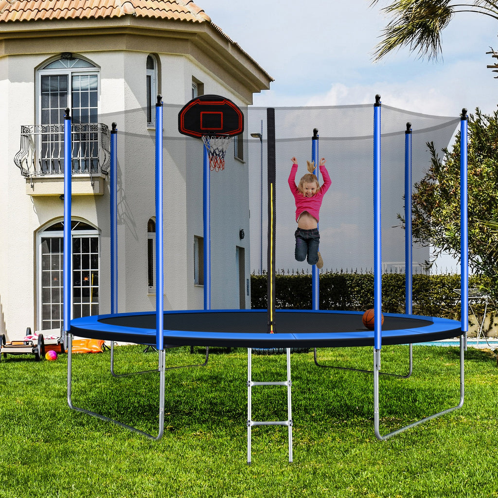 10ft Trampoline with Basketball Hoop and Ladder F64425