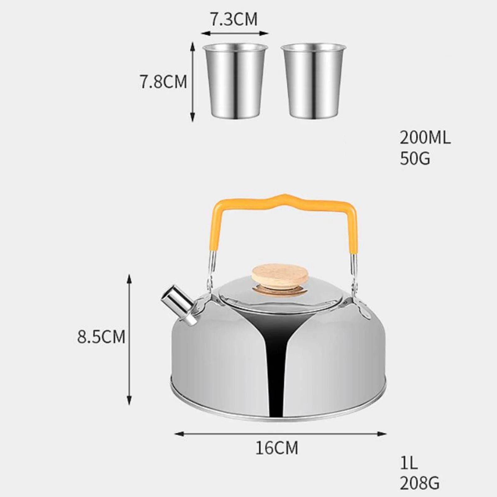 5x Gray Camping Cookware Set with Saucepan Drink Cup Pot Pan Kettle H33974