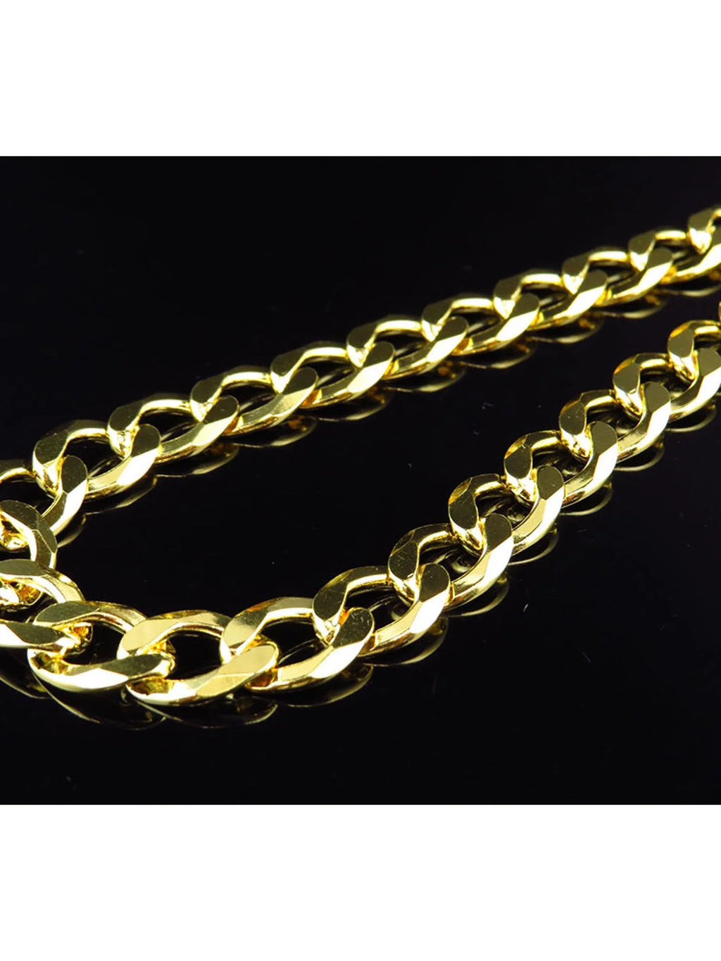 Yellow Gold Finish Sterling Silver Miami Cuban Link Chain Necklace L16950