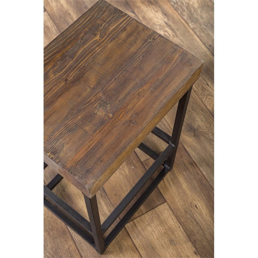 24" Pine and Iron Counter Stool in Mahogany/Bronze-black R752