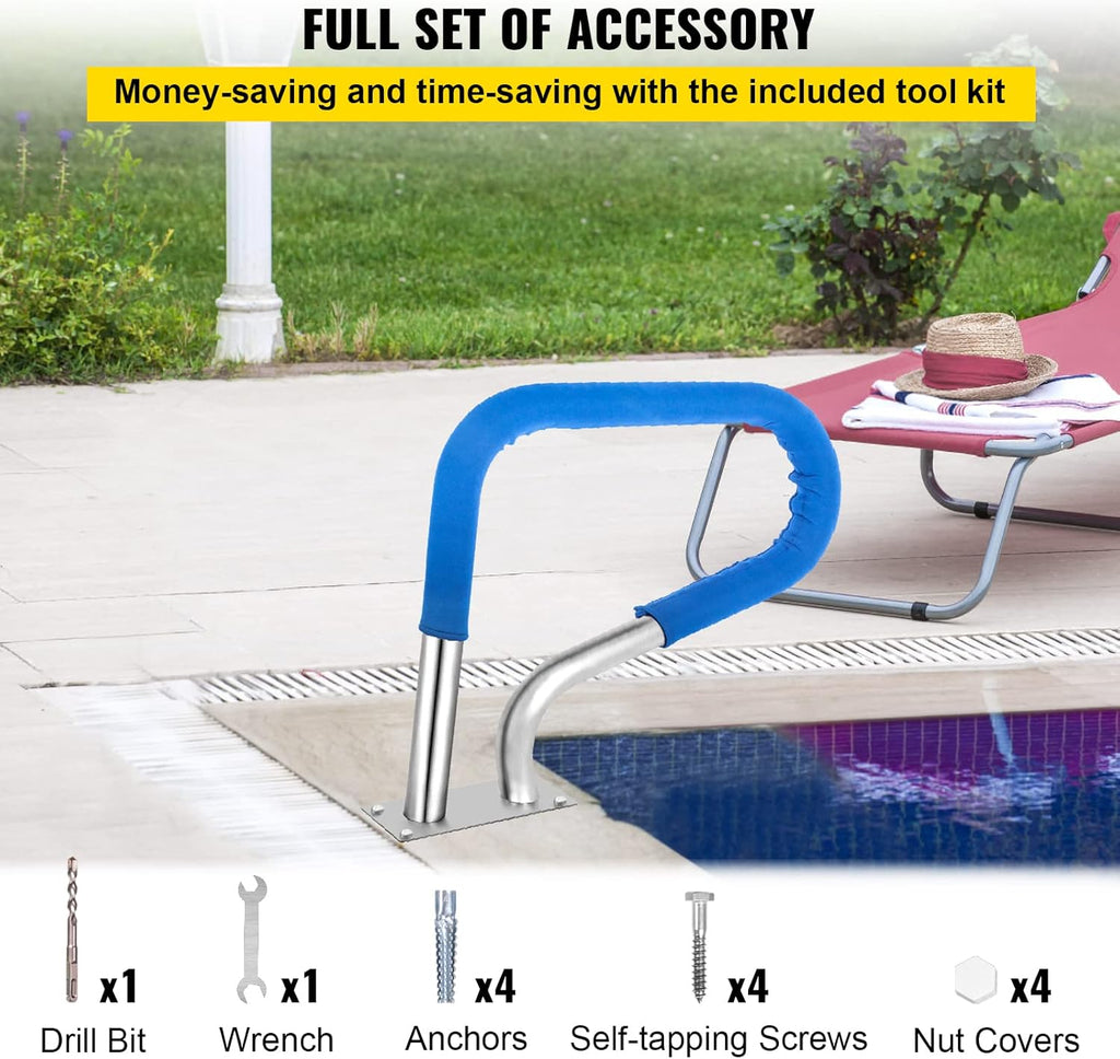 Pool Railing 304 Stainless Steel with Blue Grip Cover M4384