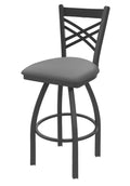 36 inch Swivel Bar Stool with Pewter Finish and Folkstone Grey Seat R23377