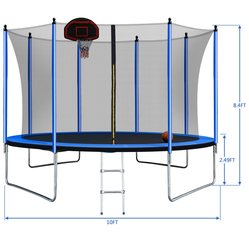 10ft Trampoline with Basketball Hoop and Ladder F64425