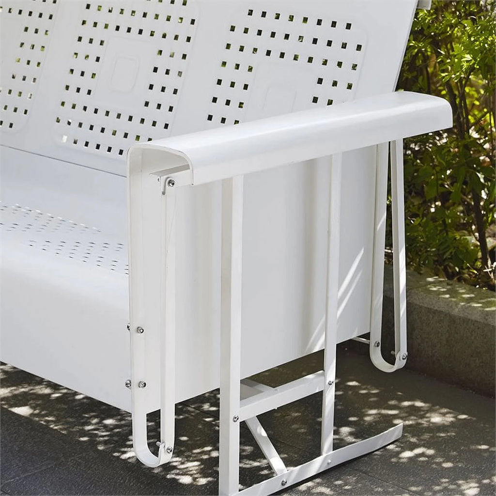 White Metal Gliding Patio Sofa Q342800
