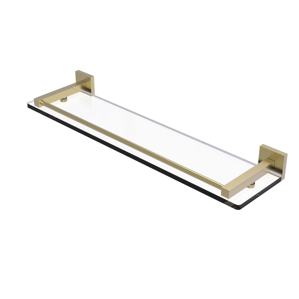 Satin Brass 22 in. Glass Shelf with Gallery Rail D9921