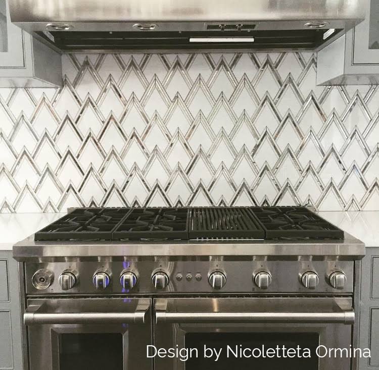 Antique/Silver Chevron Mosaic Tile X308425