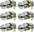 Satin Nickel Ball Stainless Steel Door Knob with Lock and Keys, Pack of 2 S19847