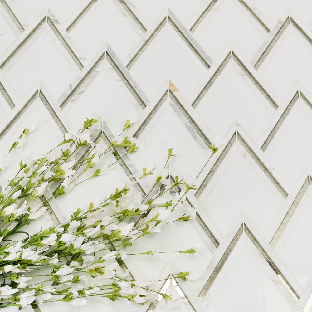 Antique/Silver Chevron Mosaic Tile X308425