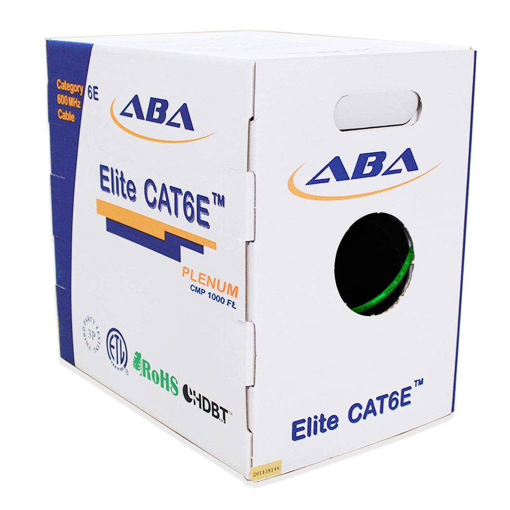 Cat6e Plenum 600MHz CMP 23AWG UTP Solid 100% Pure Copper 1000 Feet Box Green L63282
