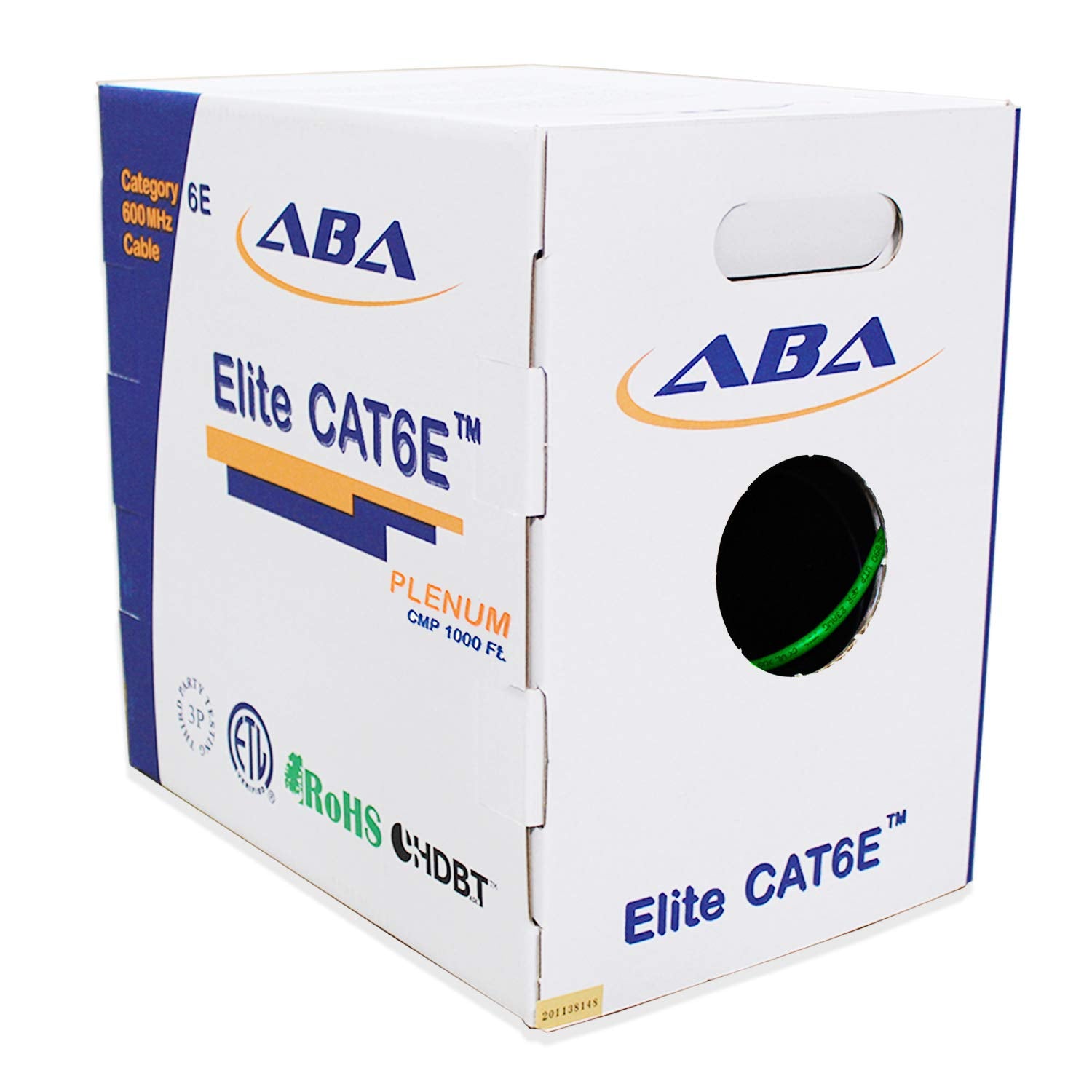 Cat6e Plenum 600MHz CMP 23AWG UTP Solid 100% Pure Copper 1000 Feet Box Green L63282
