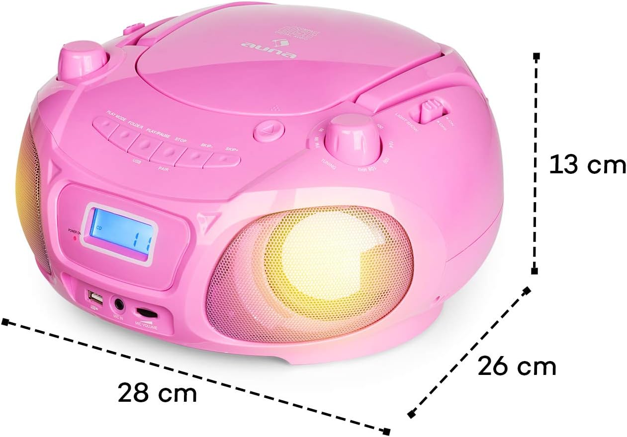 Pink Pack of 2 CD Radio Boombox with Bluetooth R835