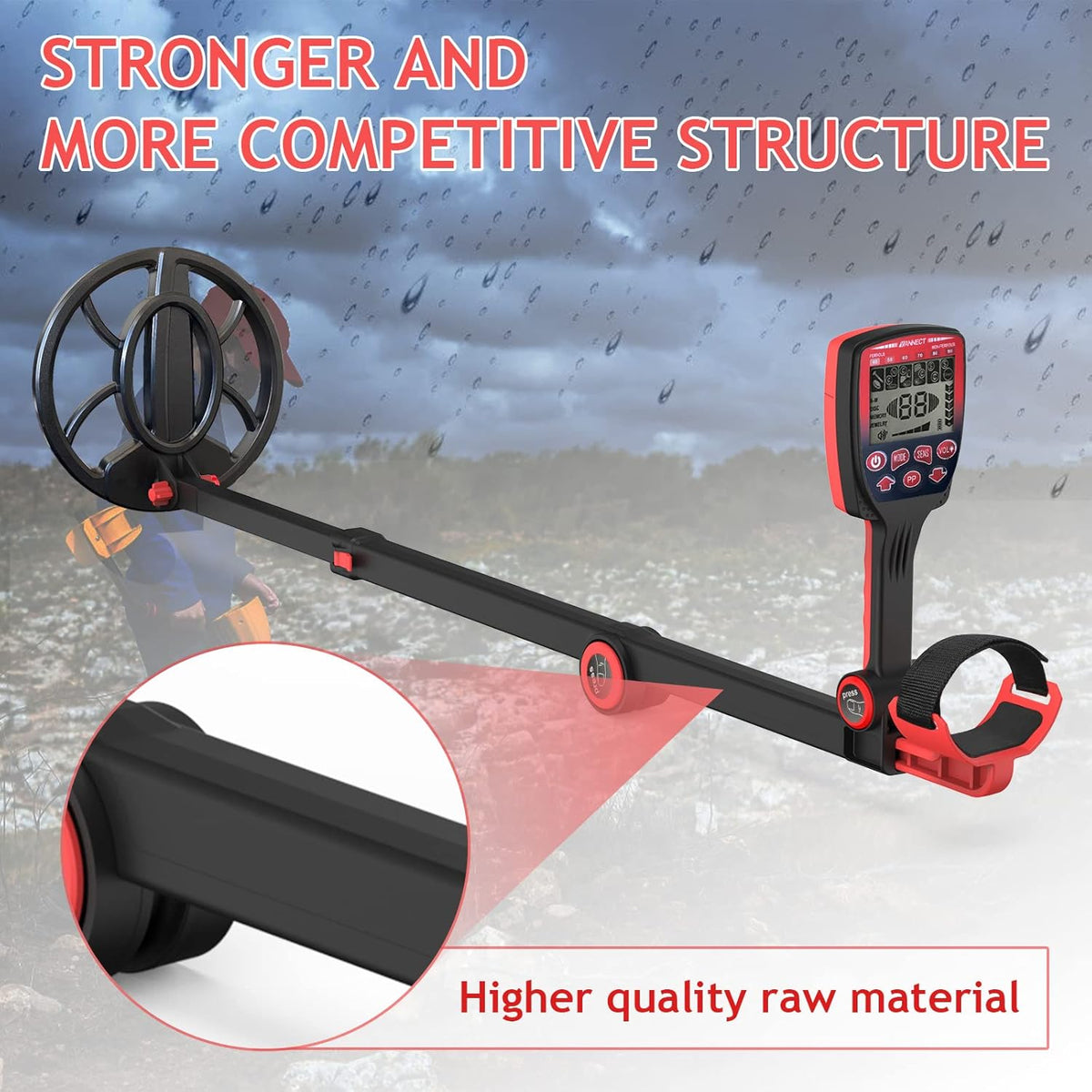 10'' Waterproof Metal Detector with Five Detection Modes V1675