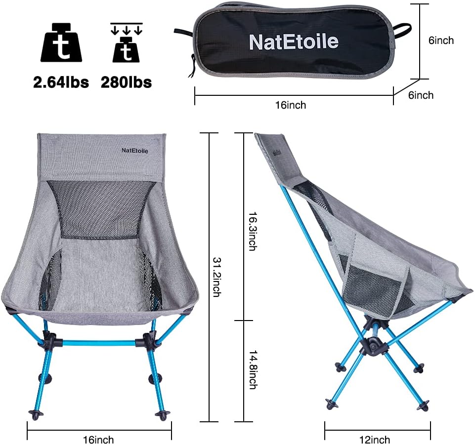 Compact Camping Chair with High Back and Side Pockets I31102
