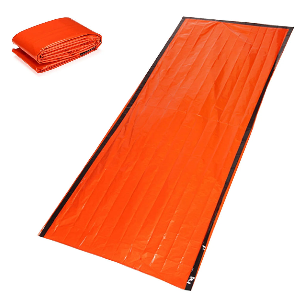Hiking Emergency Kit Waterproof Heat Reflective Poncho Raincoat with Sleeping Bag and Tent Shelter N1296