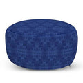 Blue Fabric Round Pouf Ottoman N649322