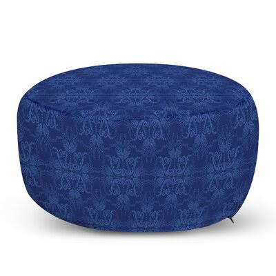 Blue Fabric Round Pouf Ottoman N649322