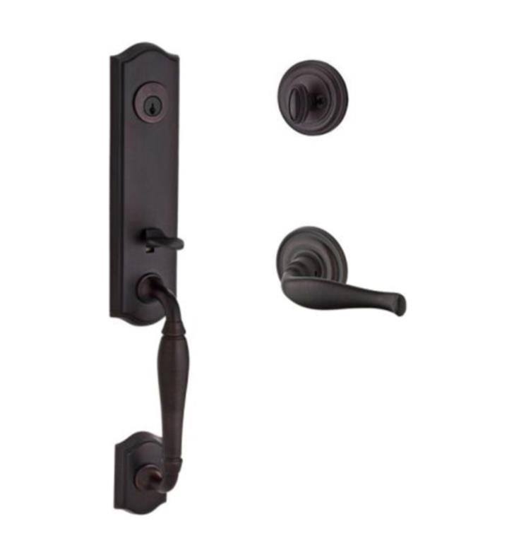 Satin Nickel Single Cylinder Handleset with Traditional Round Rose X507994