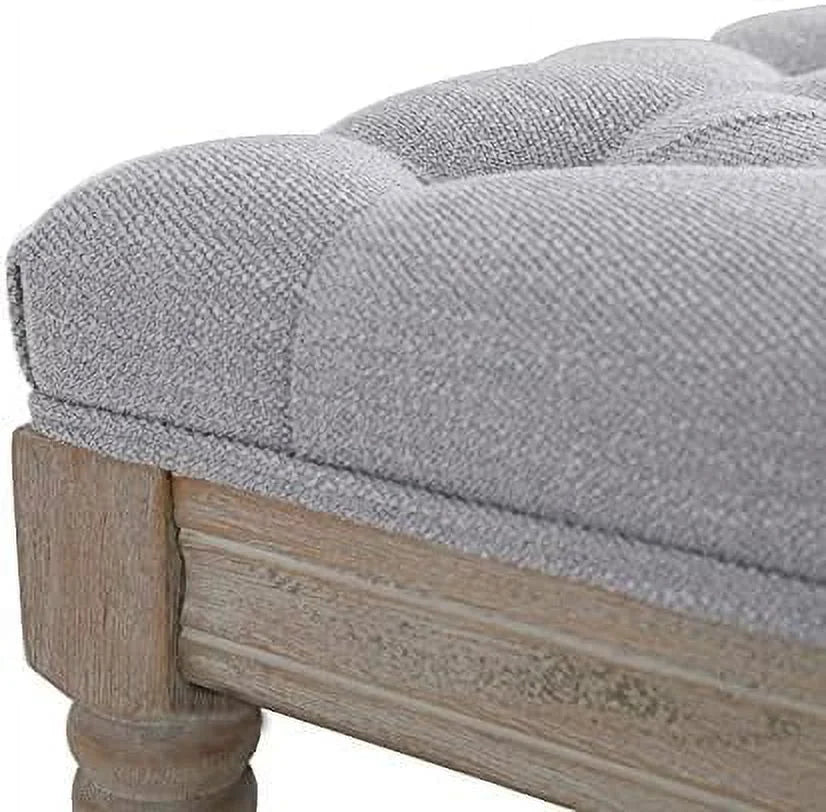 Gray Tufted Wood Entryway Bench T38350