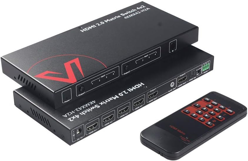 HDMI 2.0 Matrix Switch 4x2 4K@60Hz 4:4:4 HDR 18Gbps T5079