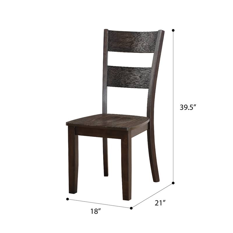 Brown Ladder Back Dining Side Chair Set of 2 I371431