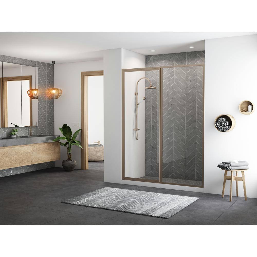 38x22 x 69x22 Framed Hinge Swing Shower Door Brushed Nickel Y47129
