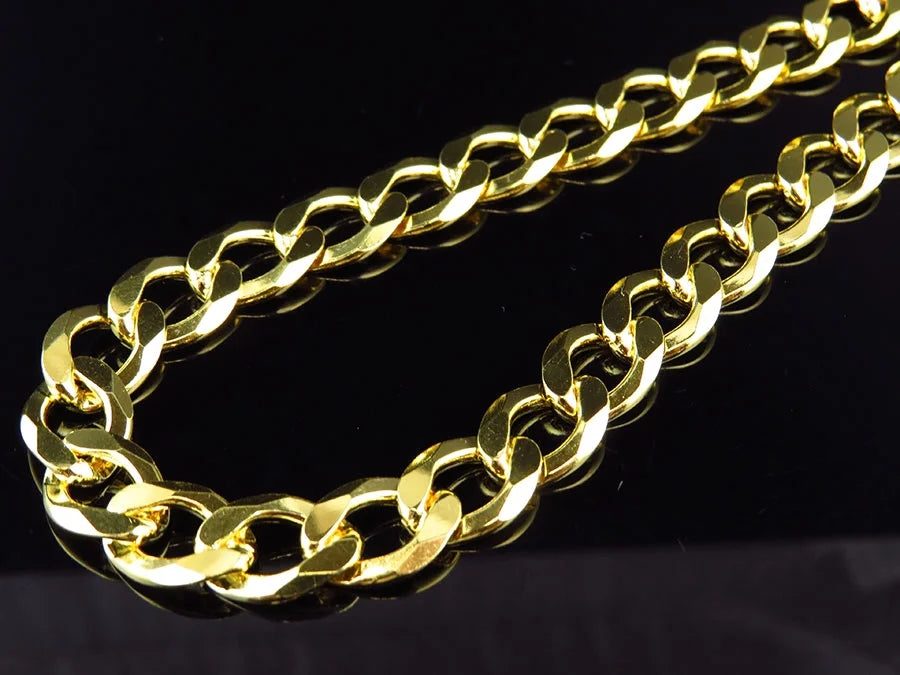 Yellow Gold Finish Sterling Silver Miami Cuban Link Chain Necklace L16950
