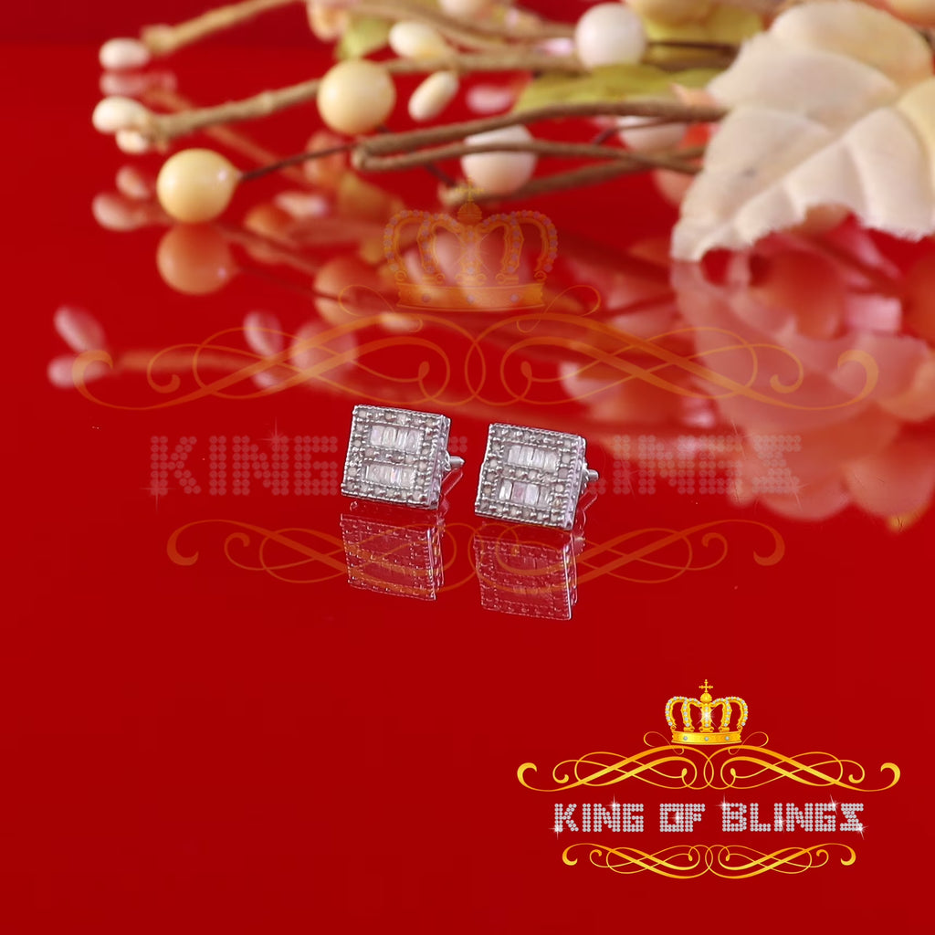 925 White Silver Diamond Square Stud Earring Z70809