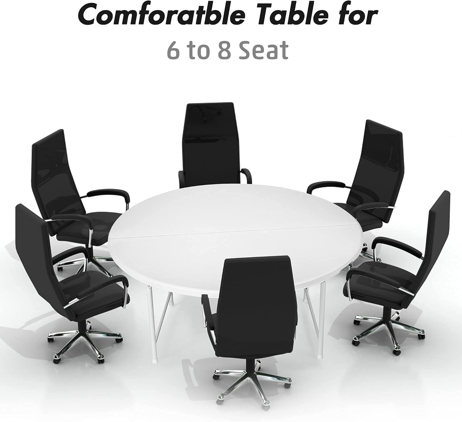 5 Pack Round Folding Table, 53” Dia Portable Card Table W55796