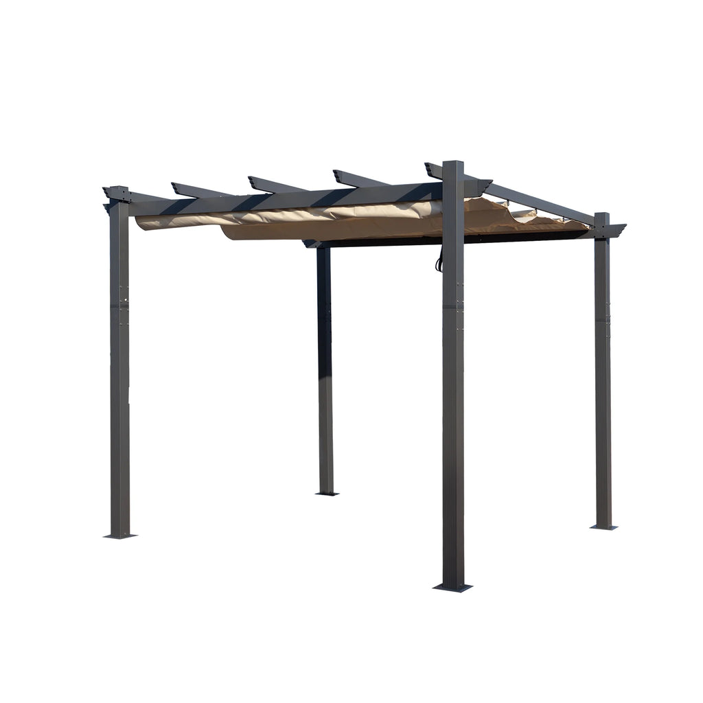 Gray Aluminum Frame Pergola with Sunshade Canopy S407