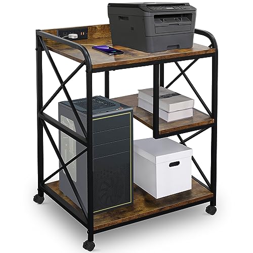 Black Printer Stand with Storage B8351