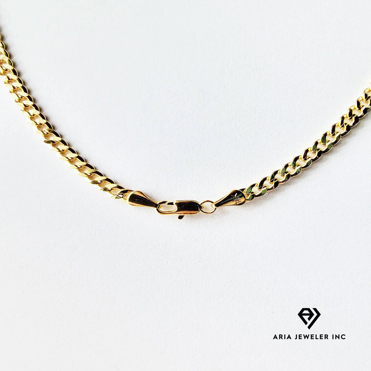 14k Bonded Gold Necklace with Pink Rose Cross Pendant, 14K Cuban Chain Necklace Q4792