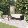 Set of 2 Black Poly Rattan Corner Sofa with Cushions Powder-Coated Steel Frame Outdoor Furniture X94721