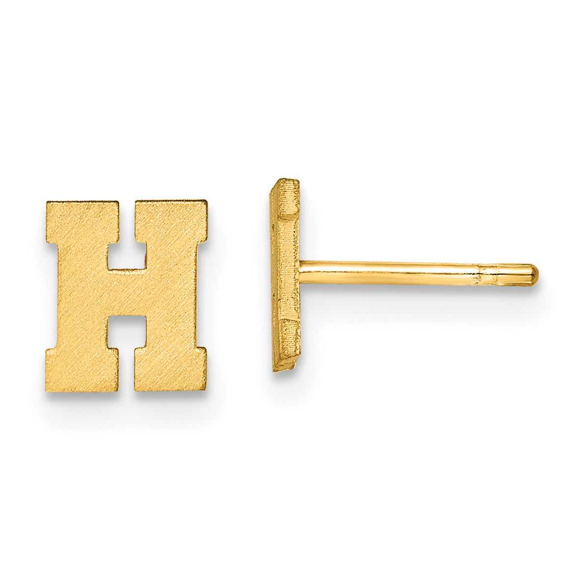10K Yellow Gold Initial H Post Earrings Y202
