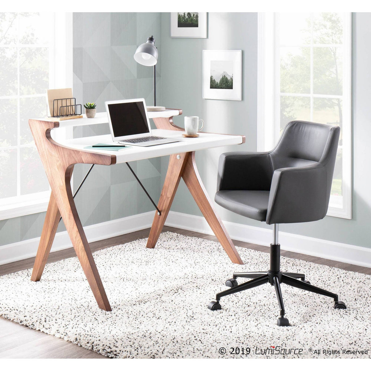 Grey Faux Leather Office Chair H9746