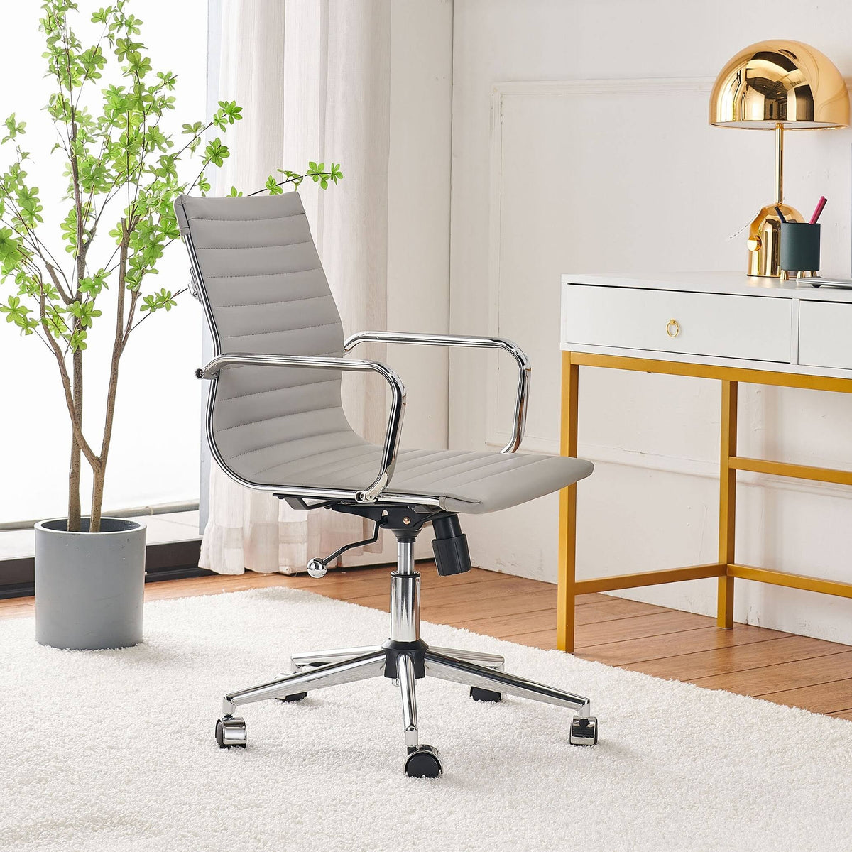 Tan Adjustable Swivel Office Chair N294871
