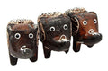Hand Made Wood Elephant Family Miniature Figurine Set 2.5"L I144