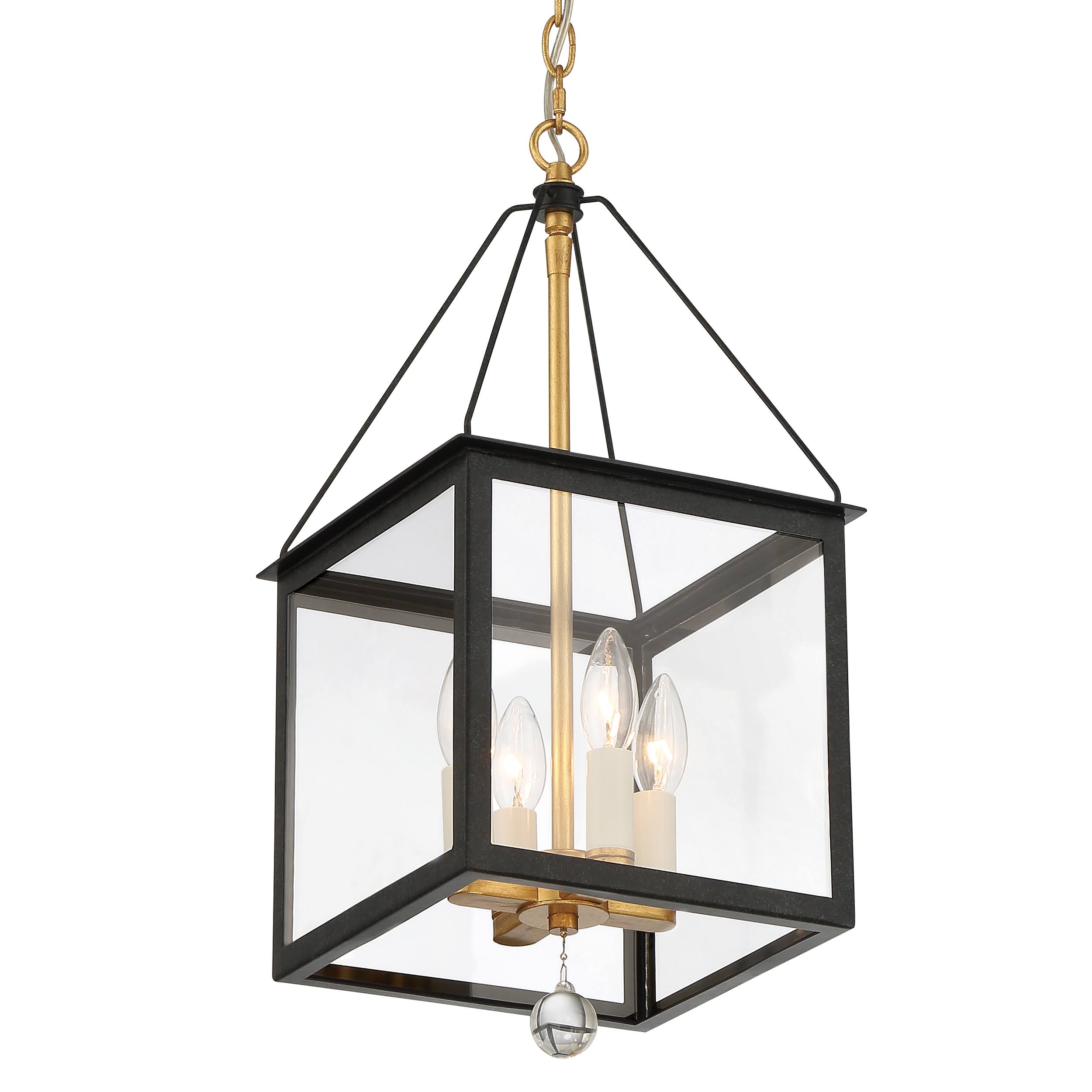 4-Light Black Antique Gold Lantern S28661