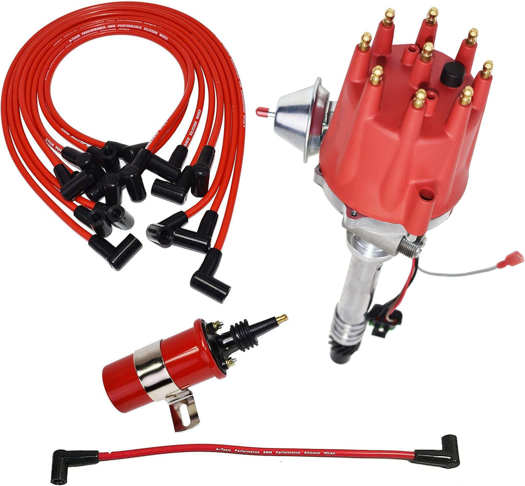 Red 8.0mm Spark Plug Wires & 45K Volt Coil I1458