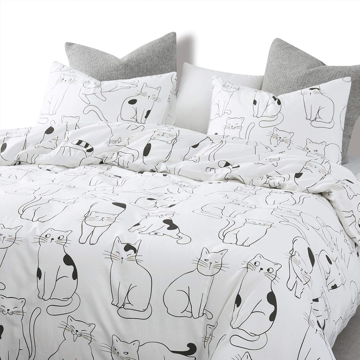 White 100% Cotton Twin Size Duvet Cover Set with Zipper Closure L523