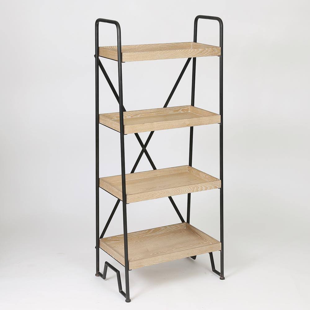 63in. H Wood and Metal Etagere Bookcase C901