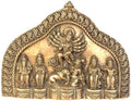 Wall Hanging Plate of Goddess Durga with Ganesha, Lakshmi, Saraswati and Karttikeya X532