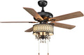 Silver Crystal Ceiling Fan with Lights, 5 Iron Reversible Blades S564666