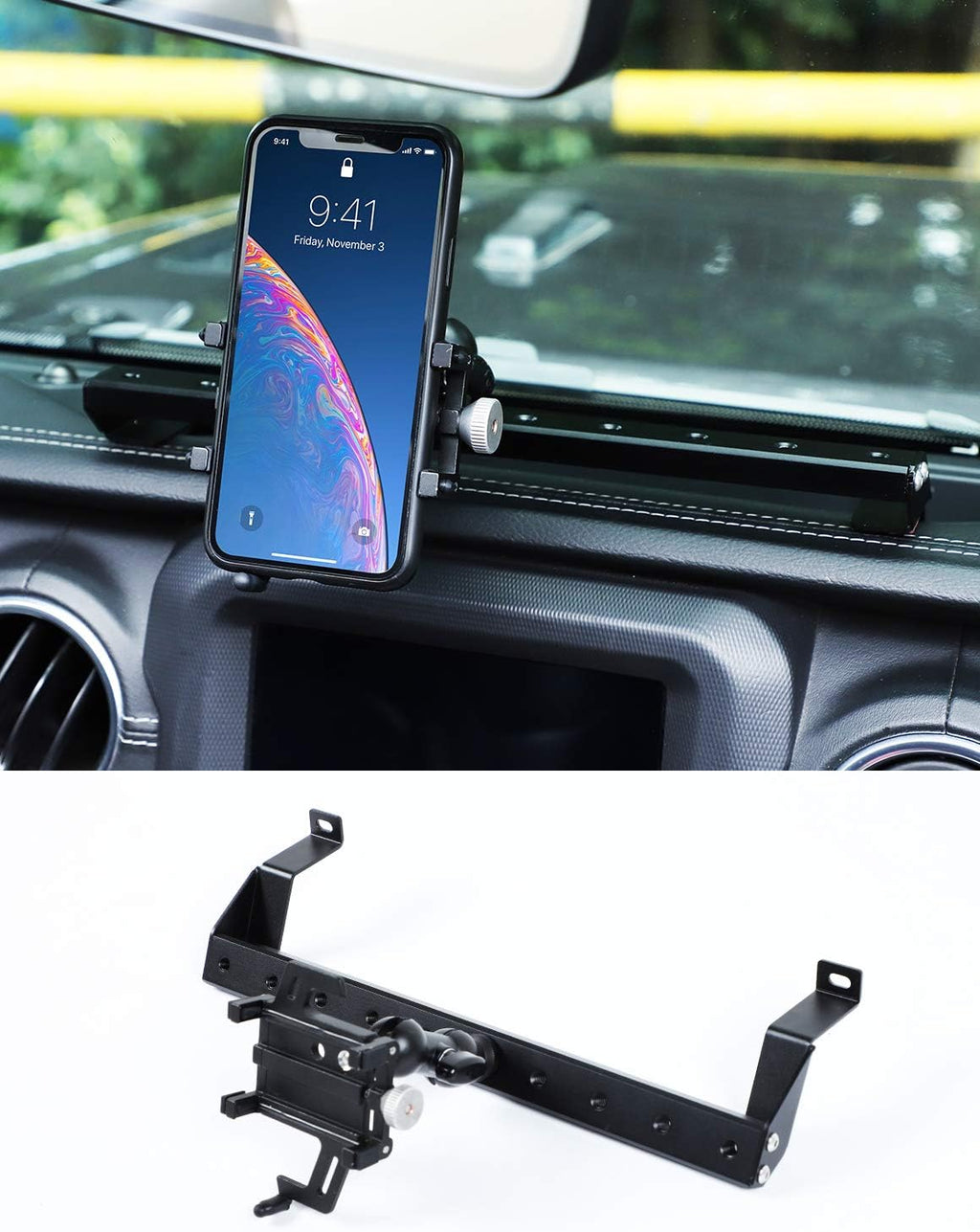 Black Metal Phone Holder for Jeep Wrangler JL & Gladiator JT M8784
