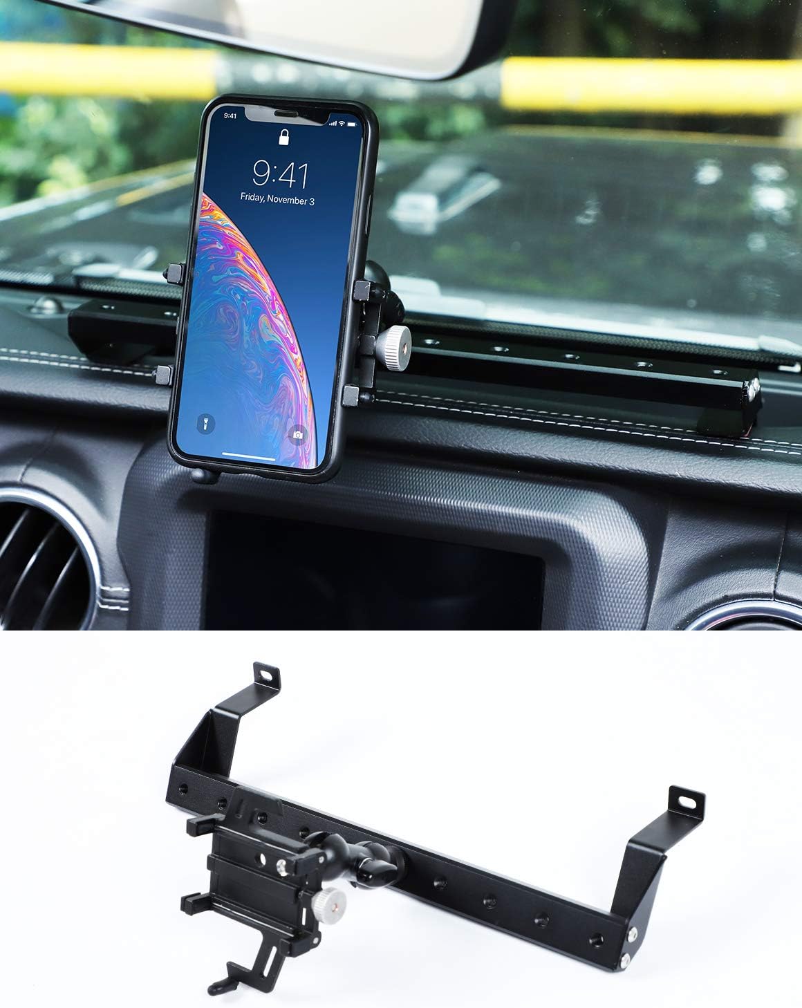 Black Metal Phone Holder for Jeep Wrangler JL & Gladiator JT M8784