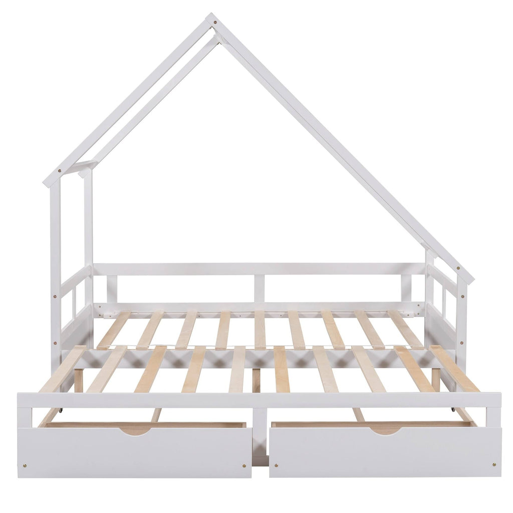White Espresso Wooden Extending Daybed with Two Drawers K265