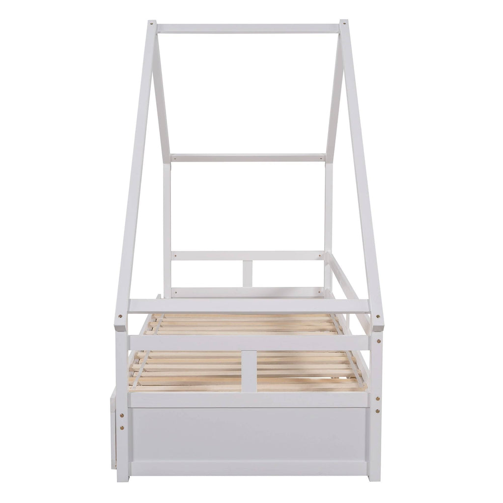White Espresso Wooden Extending Daybed with Two Drawers K265