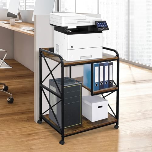 Black Printer Stand with Storage B8351