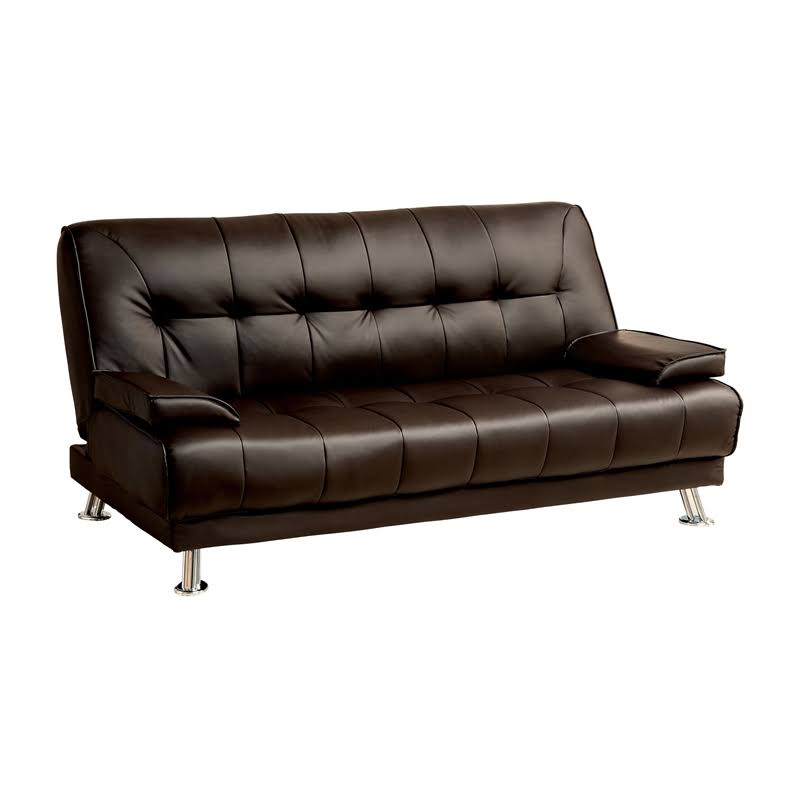 Dark Brown Faux Leather Futon Sofa H4944