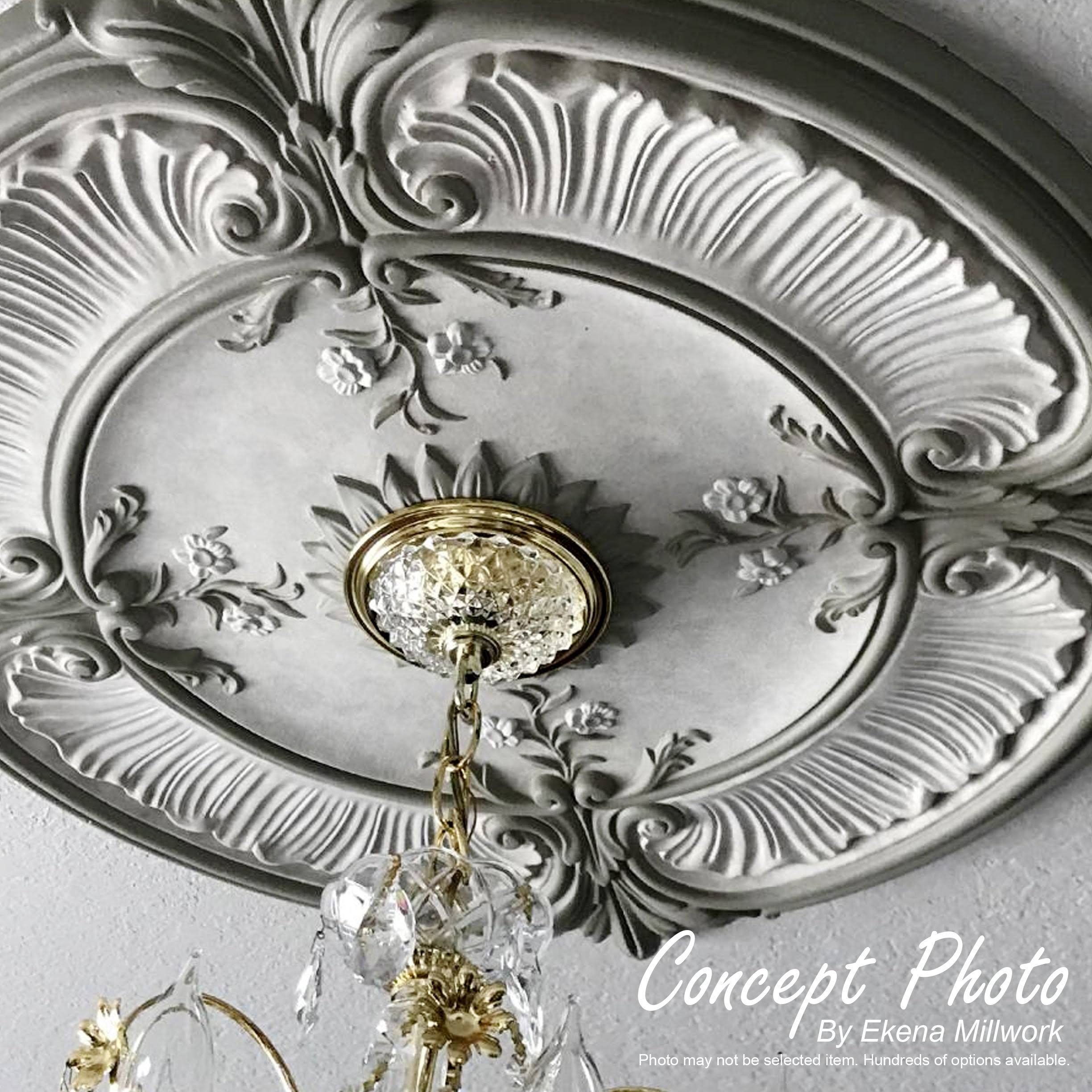 18x22OD x 3 1/2x22ID x 1 1/4x22P Ceiling Medallion, Hand-Painted Pot of Cream Crackle V14209