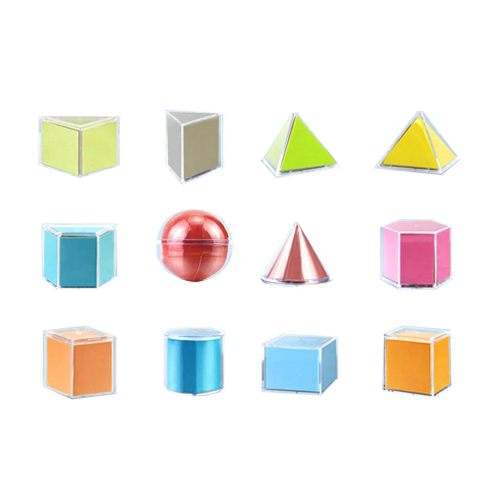 12 Pieces 3D Geometric Shapes Blocks Pattern Blocks Educational Toy M690